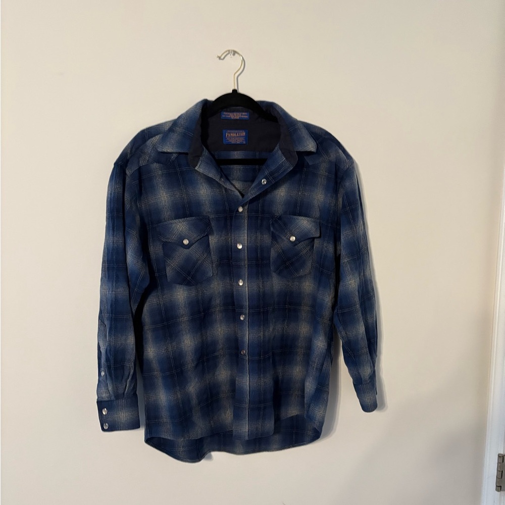 Pendleton Blue Pearl Snap Western Button Down Shi… - image 1